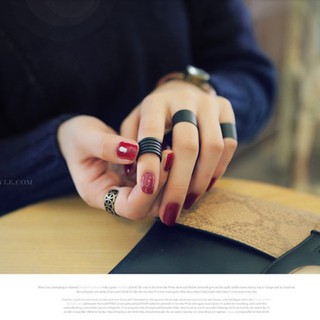 Set 3 nhẫn đính đá màu đen sáng tạo độc đáo
