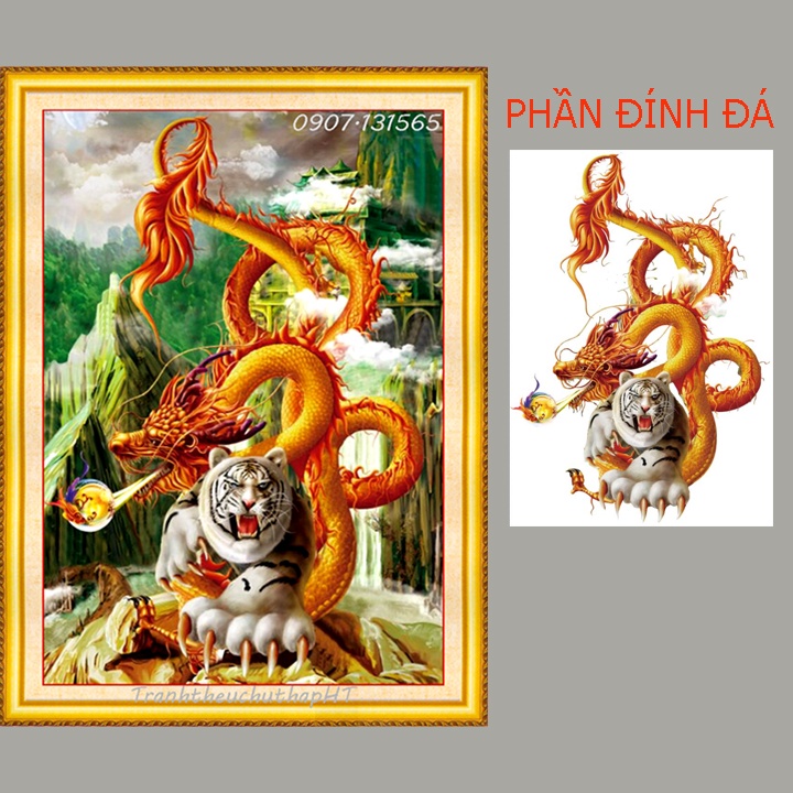 Tranh Đính Đá cao cấp VS495 Rồng cuộn hổ ngồi - chưa đính