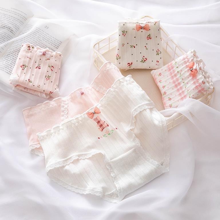 ❤️ ❤️Quần Lót Nữ Cotton Gân Tăm Hoa Hồng Thời Trang Dễ Thương 0136❤️ ❤️