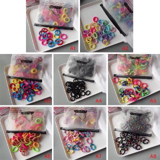 Set 100 dây thun cột tóc co giãn nhiều màu xinh xắn cho bé