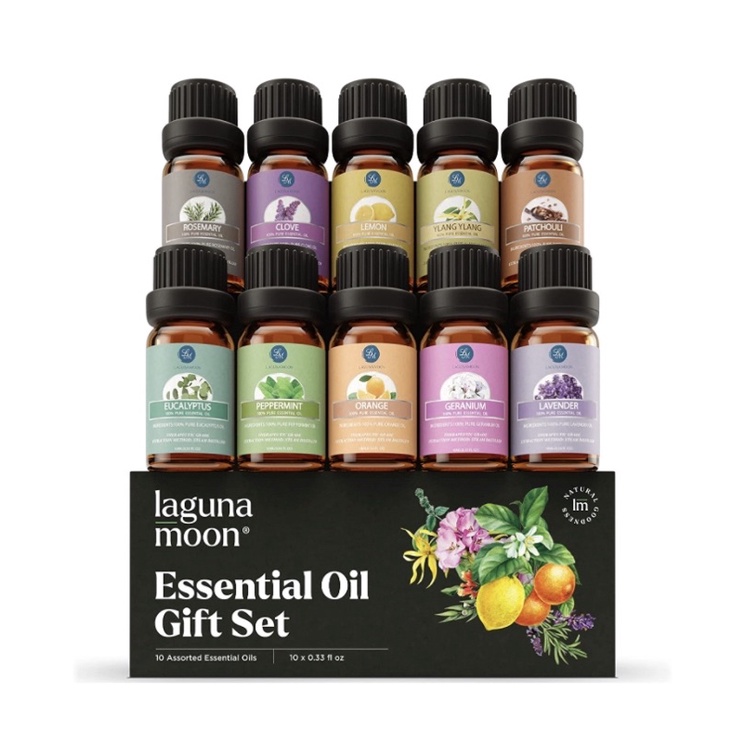 Set 16 chai tinh dầu hữu cơ Organic Lagunamoon Essential Oils 10ml/chai USA