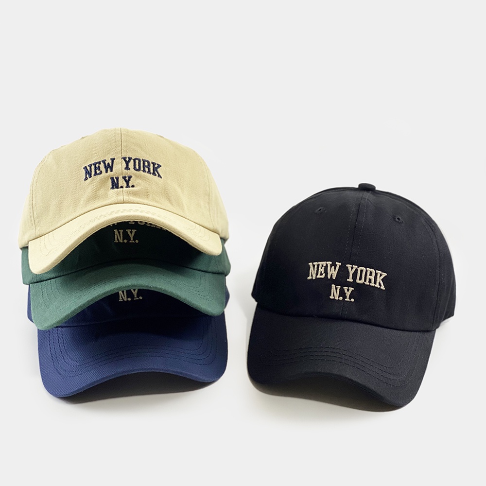 Mũ lưỡi trai LINJW vải cotton mềm mại thêu chữ cái phong cách Hàn Quốc cho nam và nữ