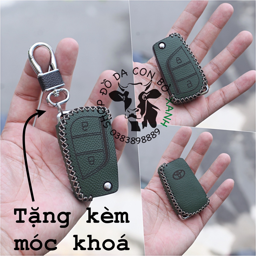 Bao da chìa khóa Toyota Innova, Fortuner, Altis, Hilux chìa khóa cơ handmade da thật  006