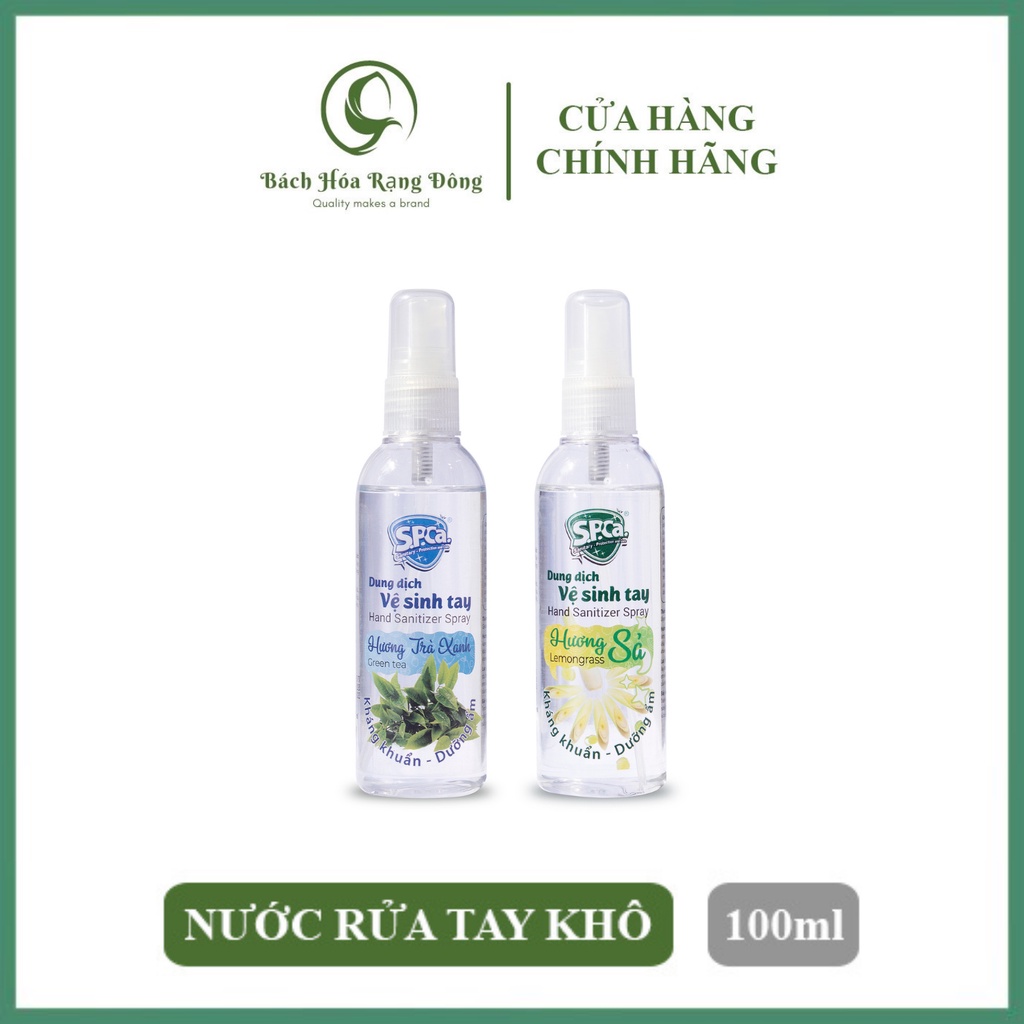 Nước rửa tay khô cao cấp SPCa 100ml Nước sát khuẩn tay diệt khuẩn 99,9% dưỡng ẩm không gây khô hại da tay