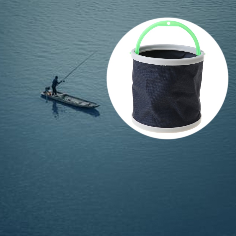 Xô vải canvas hình tròn 14cm có thể gấp gọn tiện dụng khi đi cắm trại