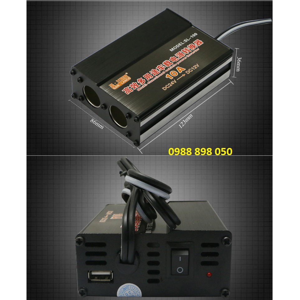 Bộ giảm điện trên oto 24v xuống 12v 10a loại đặc biệt