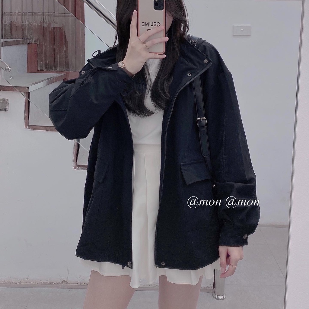 2101645 Áo khoác gió - áo khoác unisex nam nữ chất gió có mũ liền áo - có lót trong freesize | BigBuy360 - bigbuy360.vn