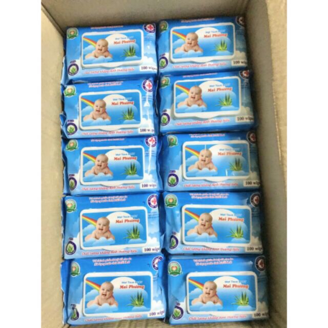 Khăn giấy ướt Mai Phương (100 tờ x 1, không mùi)