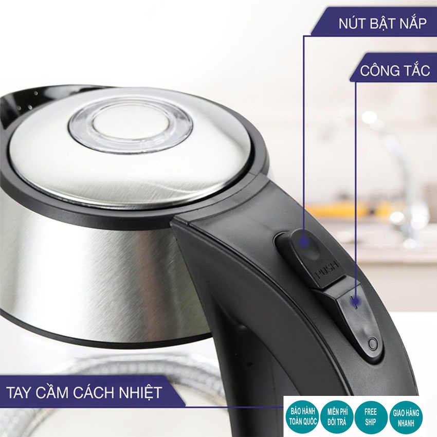 ẤM SIÊU TỐC 1.8 LÍT BÌNH SIÊU TỐC THỦY TINH LEBENLANG TỪ ĐỨC. BÌNH CÓ LÕI LỌC TRÀ BẰNG INOX.