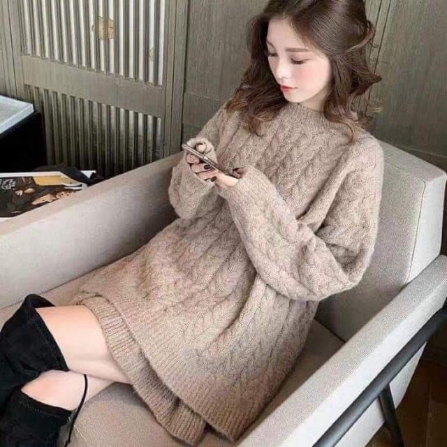 Set len cao cấp áo len + chân váy xoè hàng loại 1