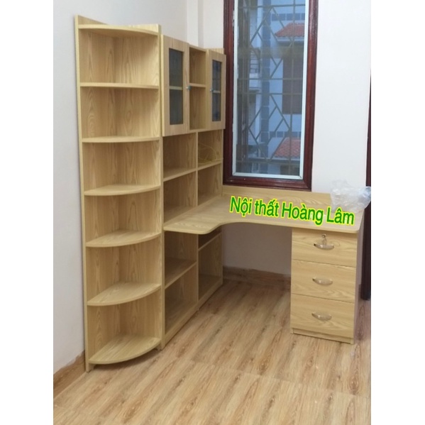 Bàn học góc liền giá sách mẫu mới