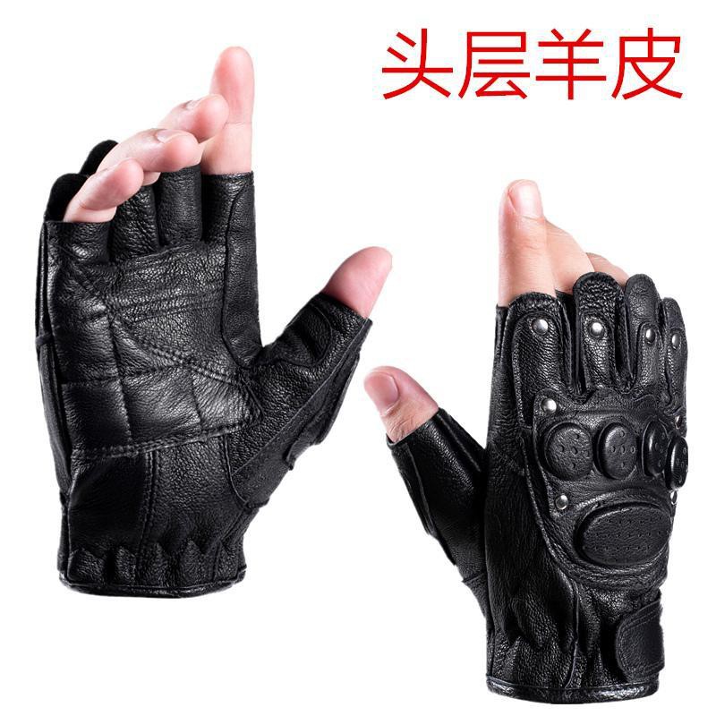 Găng Tay Da Hở Ngón Dùng Khi Lái Xe Mô Tô Cho Nam