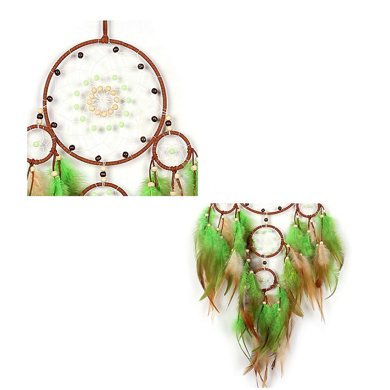 Dreamcatcher Trang Trí Lông Vũ Kiểu Vintage Có Đèn Led Tặng Kèm Móc Dán Tường