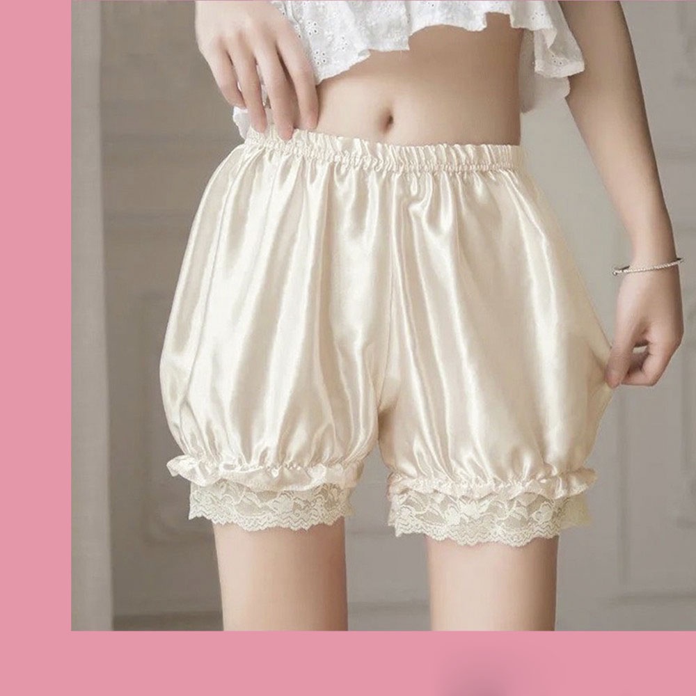(SẴN) Quần bảo hộ mặc váy eo chun chất vải lụa mềm mại dễ thương Q00033