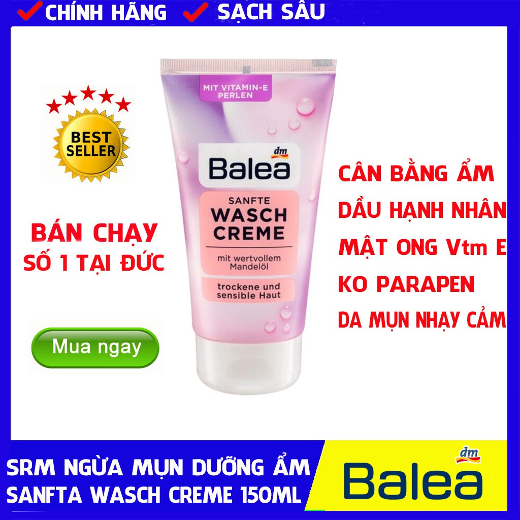 Sữa Rửa Mặt Cho Da Khô Nhạy Cảm Balea Sanfte Waschcreme 150ml