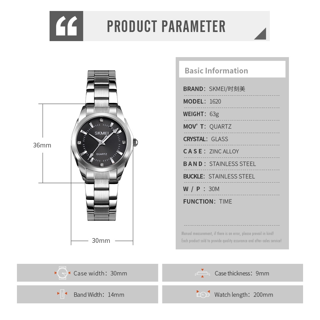 Đồng Hồ SKMEI 1620 Quartz Dây Thép Không Gỉ Chống Thấm Nước | BigBuy360 - bigbuy360.vn