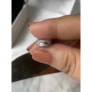 Hạt charm chặn bạc viền đá kiểu đơn giản