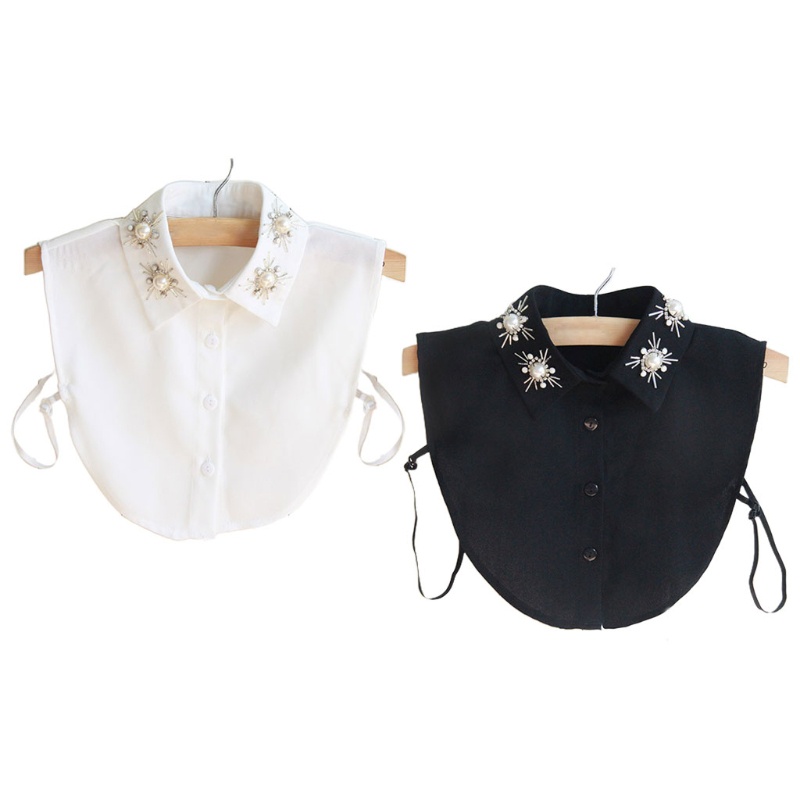 Cổ Áo Voan Đính Hạt Ngọc Trai Giả Họa Tiết Hoa Có Thể Tháo Rời