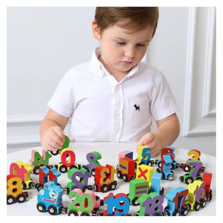 Đồ chơi giáo dục, đoàn tàu chữ cái/số đếm nam châm từ  tính cho bé