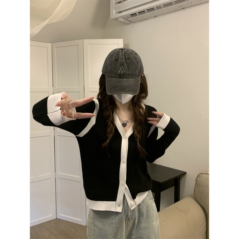 ZHELIHANGFEI Áo Khoác Len Cardigan Tay Dài Cổ Chữ V Thời Trang Cho Nữ