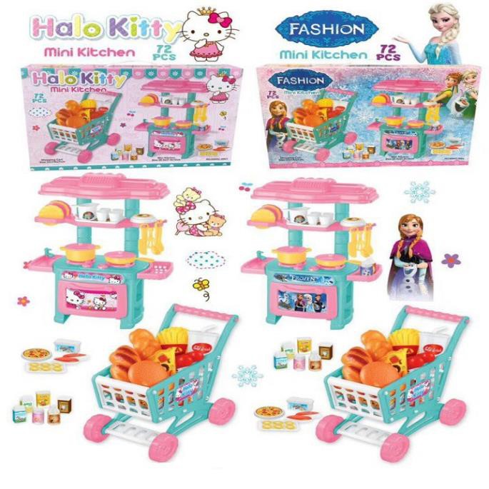 Bộ Đồ Chơi Nhà Bếp Mini Kitchen Frozen Và Xe Đẩy Hàng Siêu Thị Mini