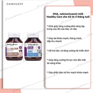 DHA, calcium(canxi) milk Healthy Care cho trẻ từ 4 tháng tuổi
