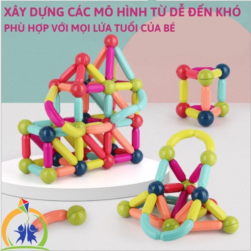 Xếp hình nam châm, Bộ đồ chơi ghép hình nam châm thông minh cho bé trai, bé gái GenKids