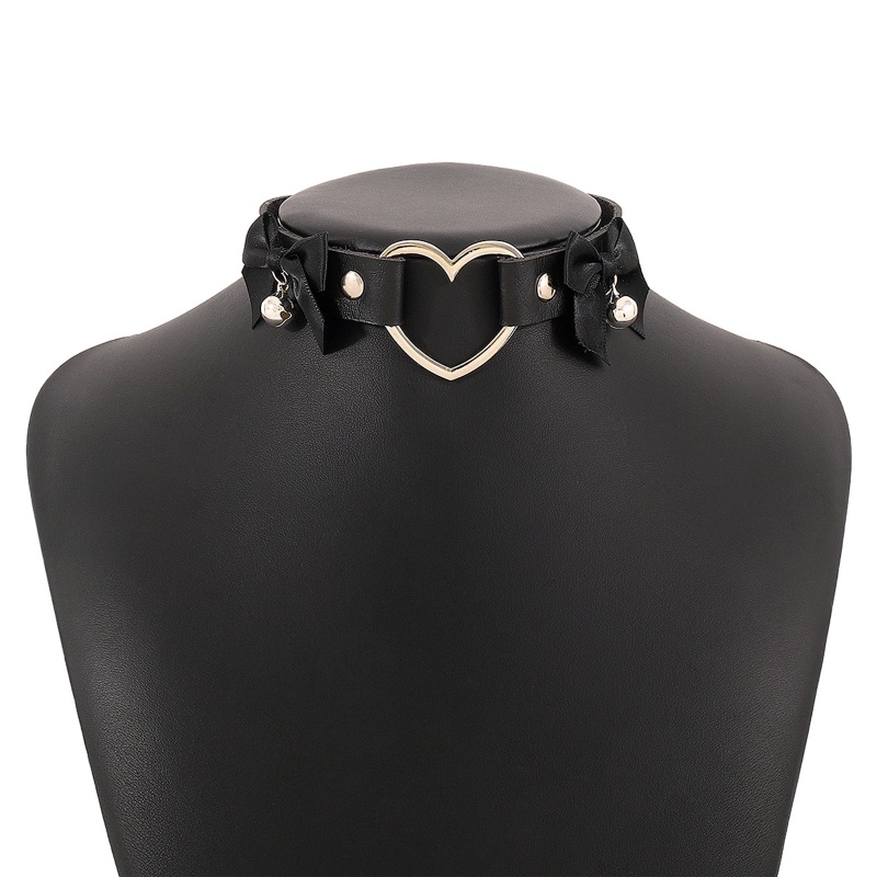 Vòng Cổ Choker Da PU Đính Nơ Phong Cách Gothic Punk Lolita