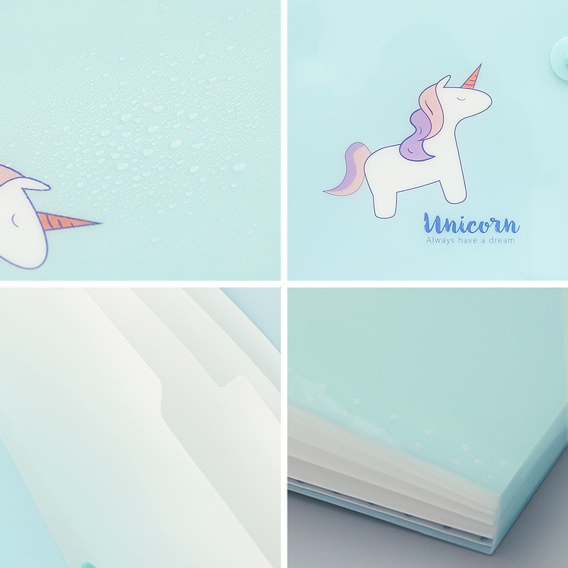 Túi đựng tài liệu A4 nhiều lớp in hình kỳ lân sáng tạo Unicorn Thần Thoại cho học sinh BMBooks