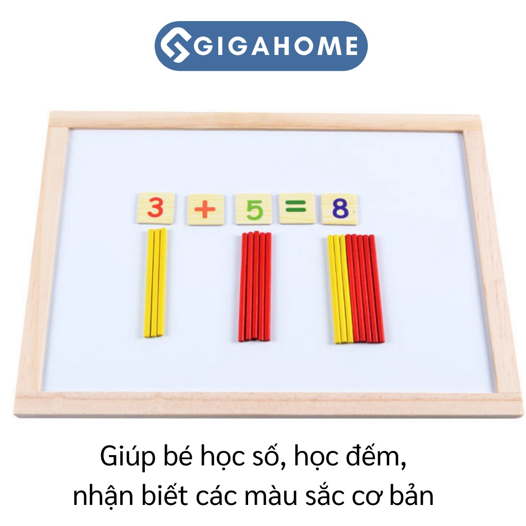 Hộp Que Tính Học Toán Bằng Gỗ Kèm Số, Dấu Cộng Trừ GIGAHOME Cho Bé Học Tập 9649
