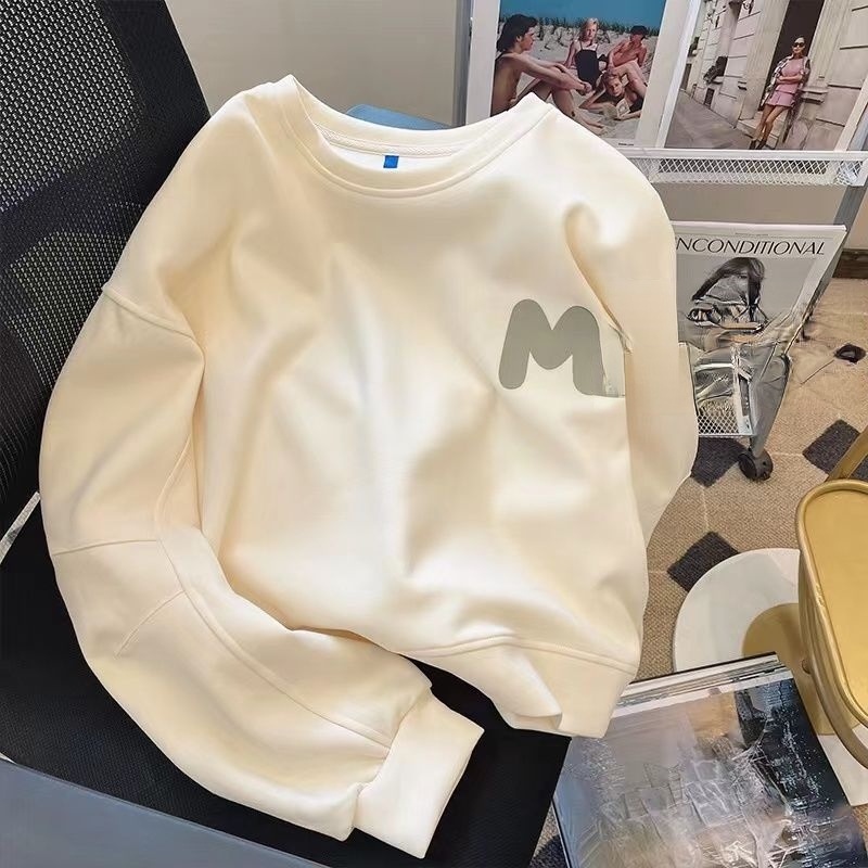 Áo nỉ mỏng cổ tròn tay dài in họa tiết thời trang cho nữ 60095