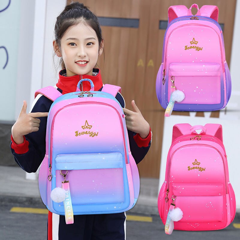 【Send Watches】Elementary Students, Bags 1-2-3-4-5-6Class Children's Bags 6-12 Years Old Unzip Princess Backpack