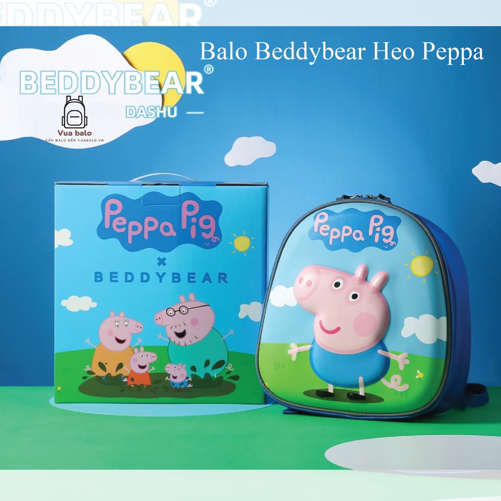 Balo cho Bé mẫu giáo từ 02 tuổi trở lên BEDDYBEAR Chống thất lạc Heo Peppa Xanh dương -ZS-HEOXANH .Chính hãng Beddy Bear