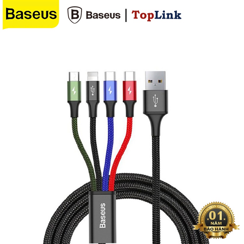 Cáp Sạc Đa Năng BASEUS ( 4in1 ) 4 Đầu All In One Micro-Type-C Dài 120cm Sạc Nhiều Thiết Bị Cùng Lúc