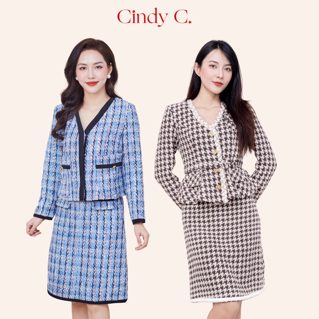 Áo khoác Hugs McGee CINDY C chất liệu dạ Tweed nữ tính 781/782/851