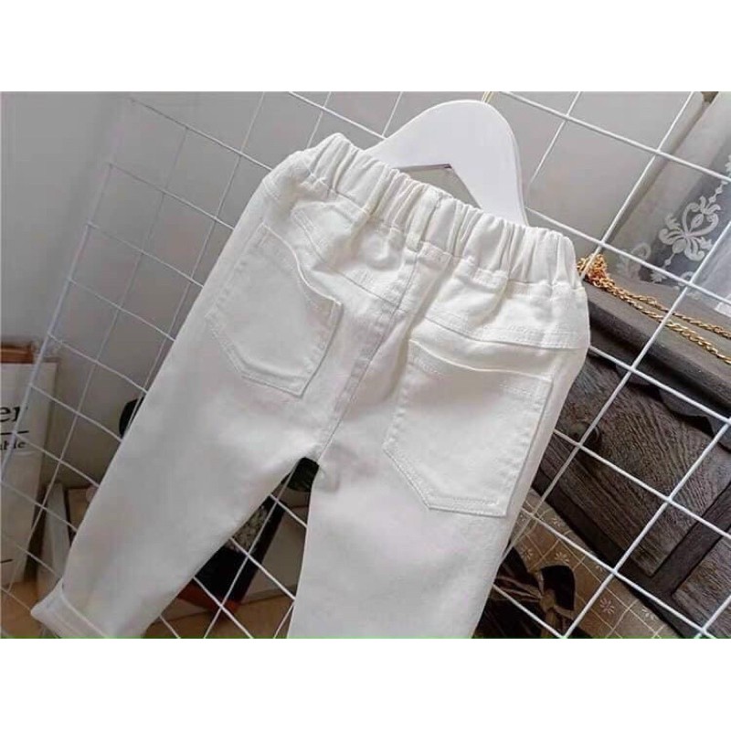 QUẦN JEAN KAKI RÁCH ĐEN TRẮNG CHO BÉ - DÁNG DÀI (8-35kg) HÀNG LOẠI 1 - kèm ảnh thật - CÓ SẴN FULL SIZE