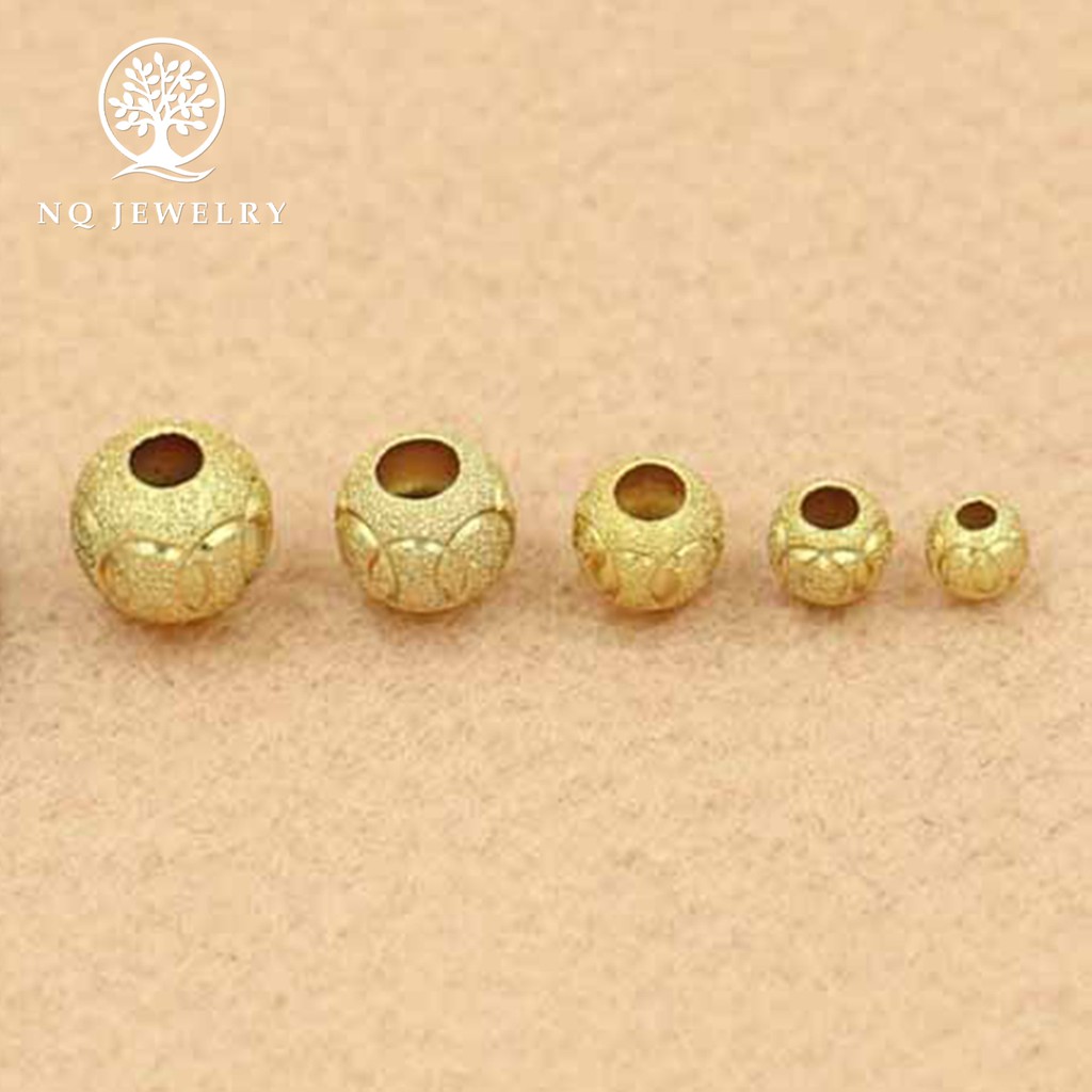 Charm bạc bi tròn họa tiết mạ vàng - NQ Jewelry
