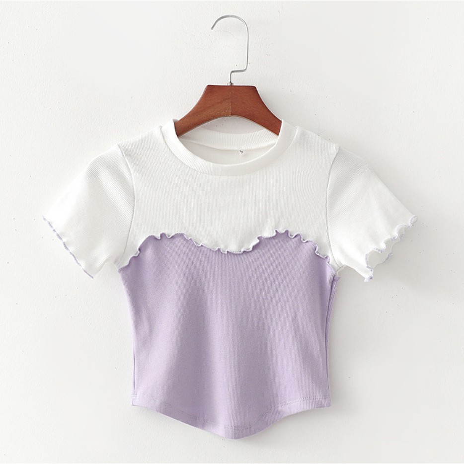 Áo croptop trái tim màu tím hot trend 2021