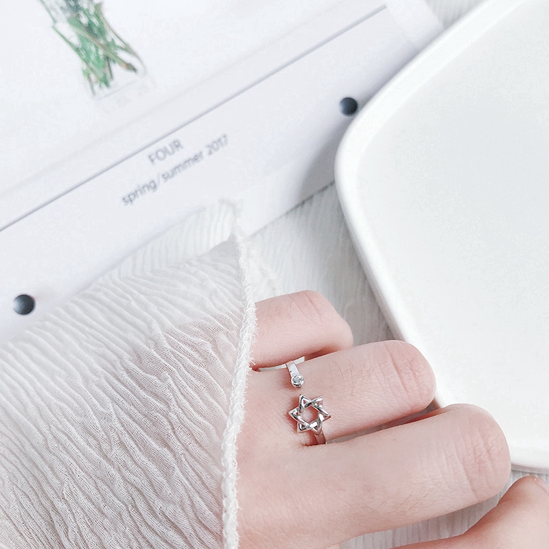 Nhẫn bạc dạng hở hình ngôi sao phong cách Hàn Quốc cho nữ