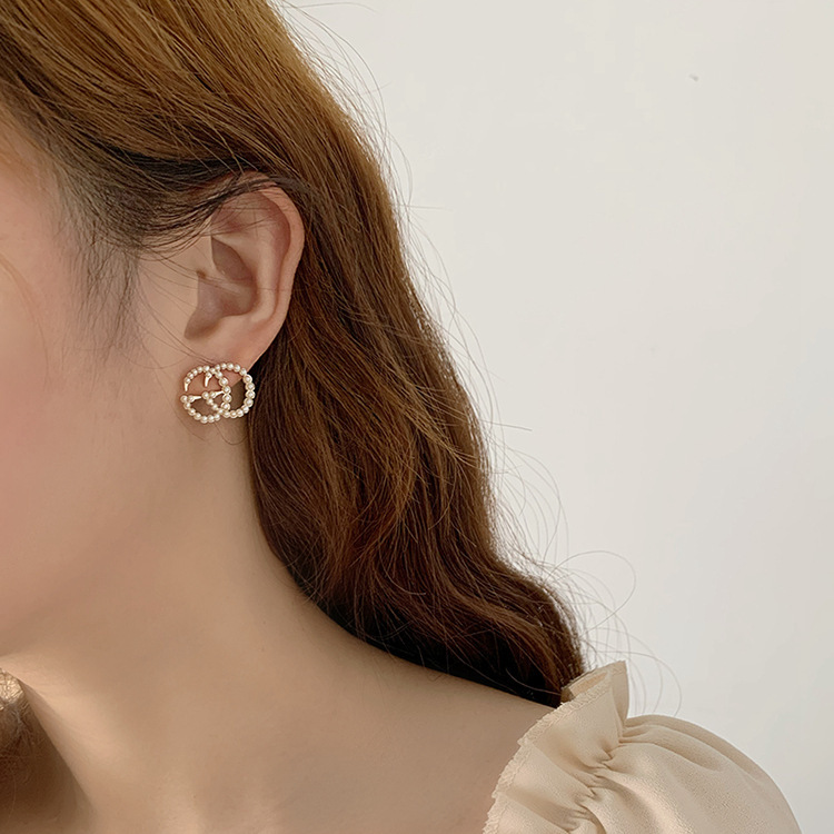 Bông tai mạ bạc đính ngọc trai đơn giản cao cấp thời trang 2021 dành cho nữ