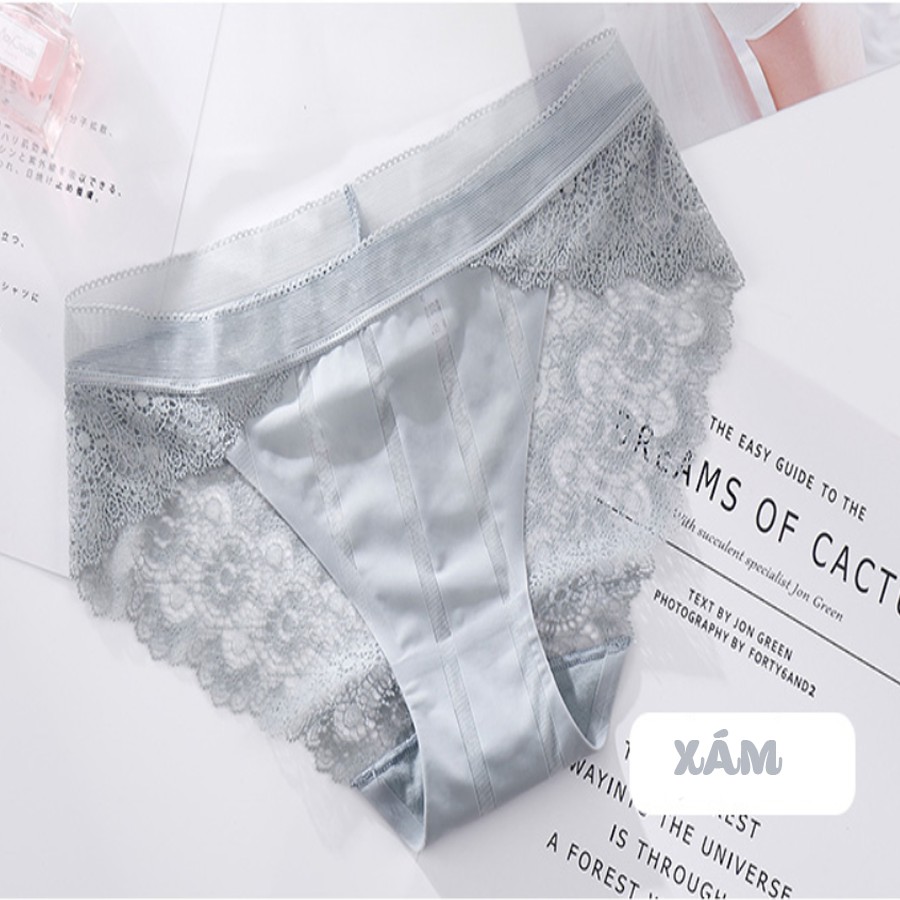Quần lót nữ họa tiết sọc kiểu dáng Ren đáy quần Cotton