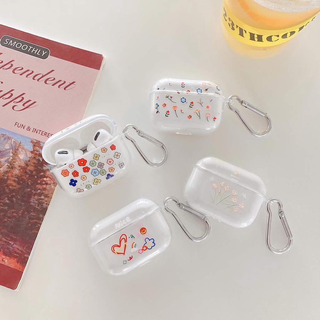 Vỏ bảo vệ hộp sạc tai nghe không dây từ TPU mềm họa tiết hoa dễ thương thích hợp cho Airpods 1/2/3 pro