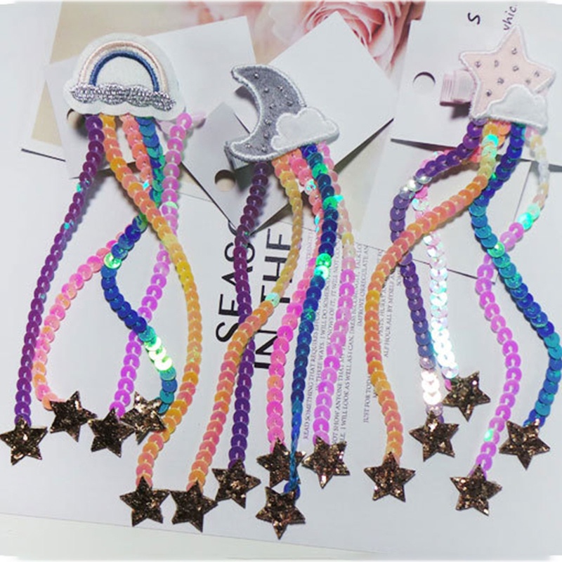 Kẹp Tóc Chống Trượt Đính Kim Sa Hình Sao Băng Dễ Thương Dành Cho Bé Gái