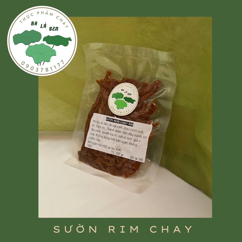 Sườn non chay rim Ba Lá Sen chế biến sẵn, bảo quản lâu 100g