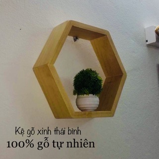 Kệ gỗ trang trí treo tường Lục Giác Mộc