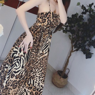 Đầm maxi beo chất voan lót dày freesize