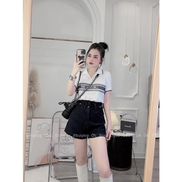ÁO PHÔNG NỮ CỔ BẺ ĐI Ô SỌC NGANG
