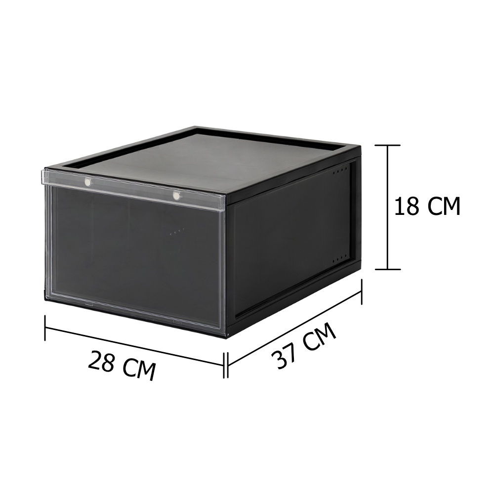 HomeBase STACKO Hộp đựng giày bằng nhựa nắp khóa nam châm MONO Thái Lan W28xH18.3xD37cm màu đen