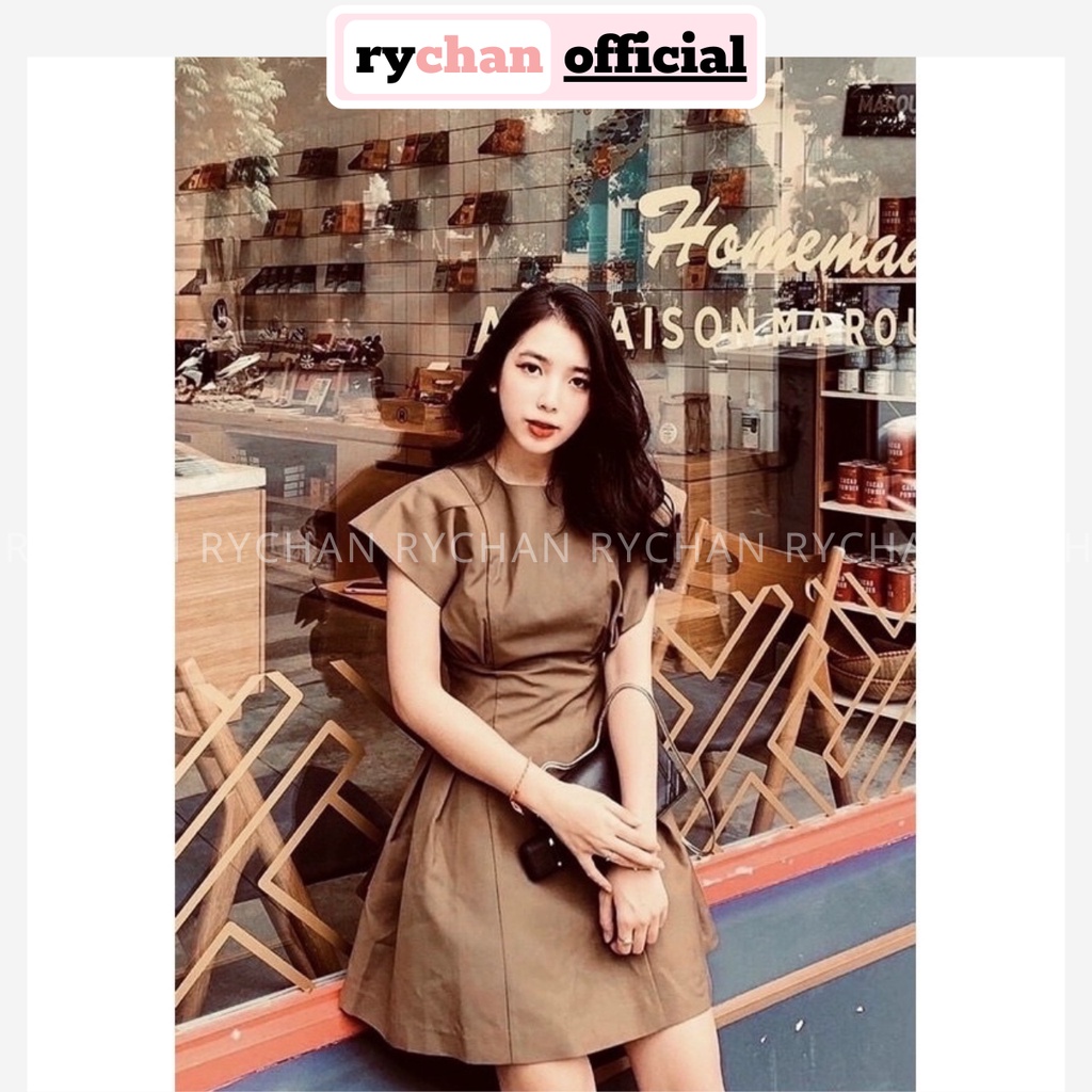 Đầm Váy Nữ Dự Tiệc Dáng Xòe Cổ Tròn Tay Bèo Chiết Eo Cực Đẹp, Đầm Nữ Đi Chơi Hotgir Màu Đen Nude[ẢNH THẬT CUỐI] - DX9868