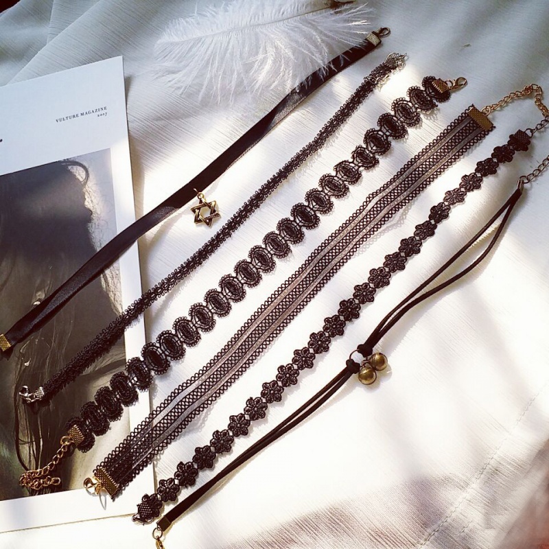 Vòng Cổ Choker Ren Màu Đen Phong Cách Gothic Quyến Rũ